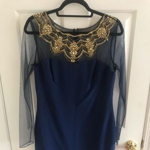 Marchesa Notte navy blue cocktail dress